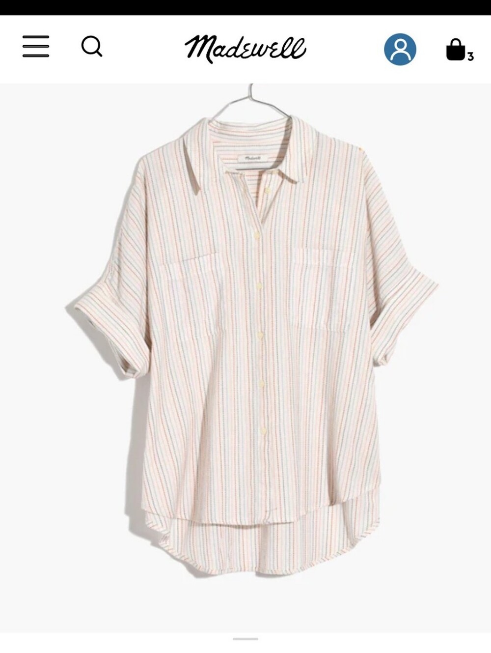 Madewell Oversized,Slightly Boxy, Button-down, '80s-baby Stripes, Small
